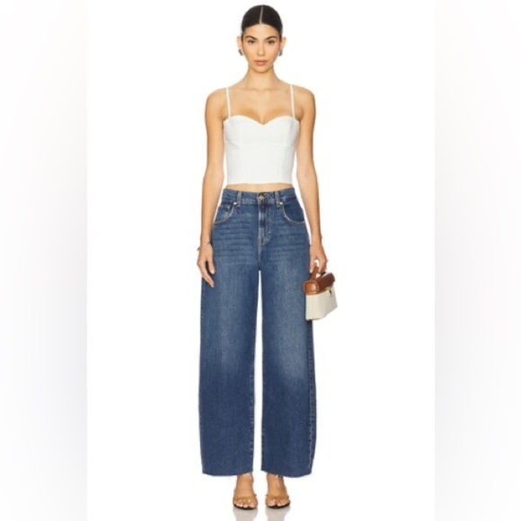 7 FOR ALL MANKIND Barrel Jeans Bonnie Curvilinear in Santa Cruz High Rise 25 NWT - Picture 1 of 12